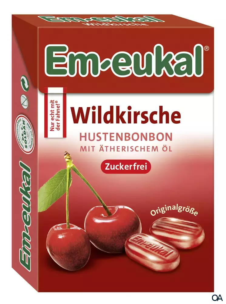 Em-eukal Wildkirsche Hustenbonbons Box, zuckerfrei