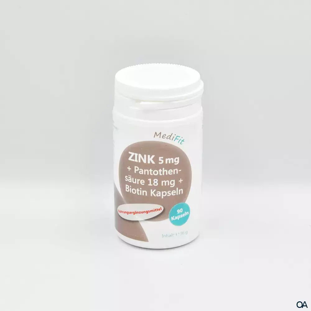 MediFit Zink 5 mg + Pantothensäure 18 mg + Biotin Kapseln MediFit Zink 5 mg + Pantothensäure 18 mg + Biotin Kapseln