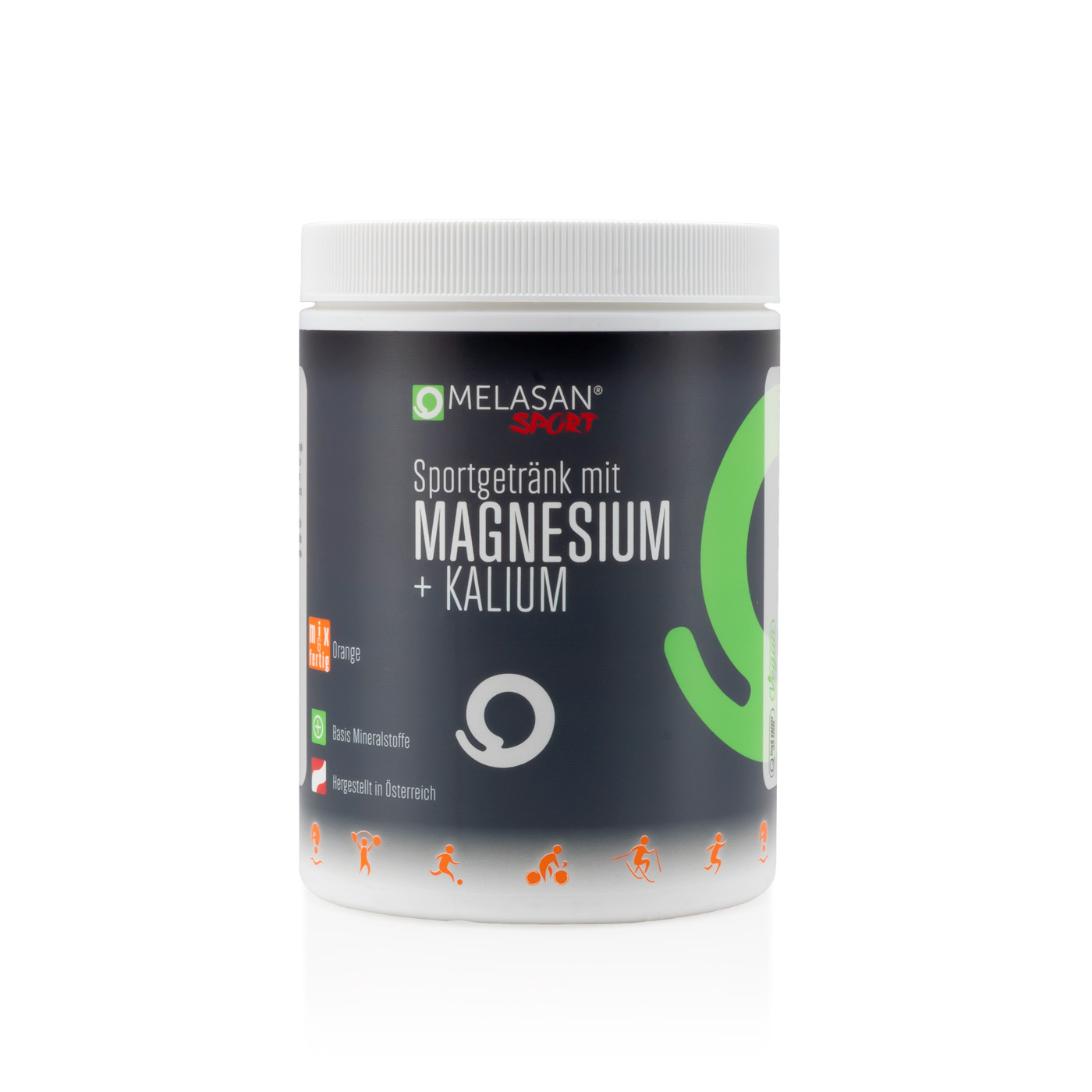 Melasan Sport Sportgetränk mit Magnesium + Kalium Pulver Orange