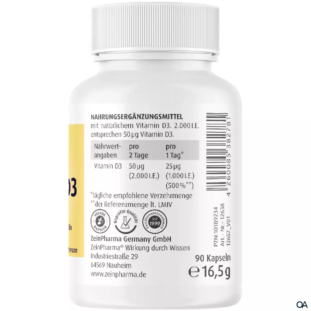 ZeinPharma Vitamin D3 2000 I.E. Kapseln