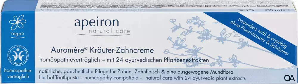 apeiron Auromère Kräuter-Zahncreme homöopathieverträglich apeiron Auromère Kräuter-Zahncreme homöopathieverträglich