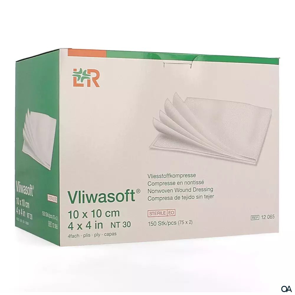 Vliwasoft® Vliesstoffkompressen, steril, 4-lagig, 10 x 10 cm