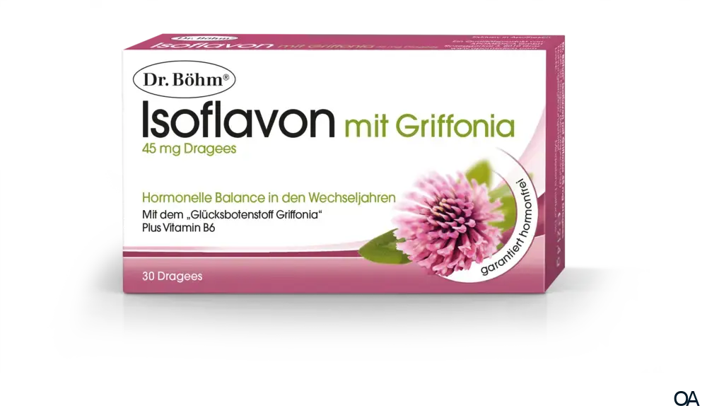 Dr. Böhm® Isoflavon mit Griffonia 45 mg Dragees Dr. Böhm® Isoflavon mit Griffonia 45 mg Dragees