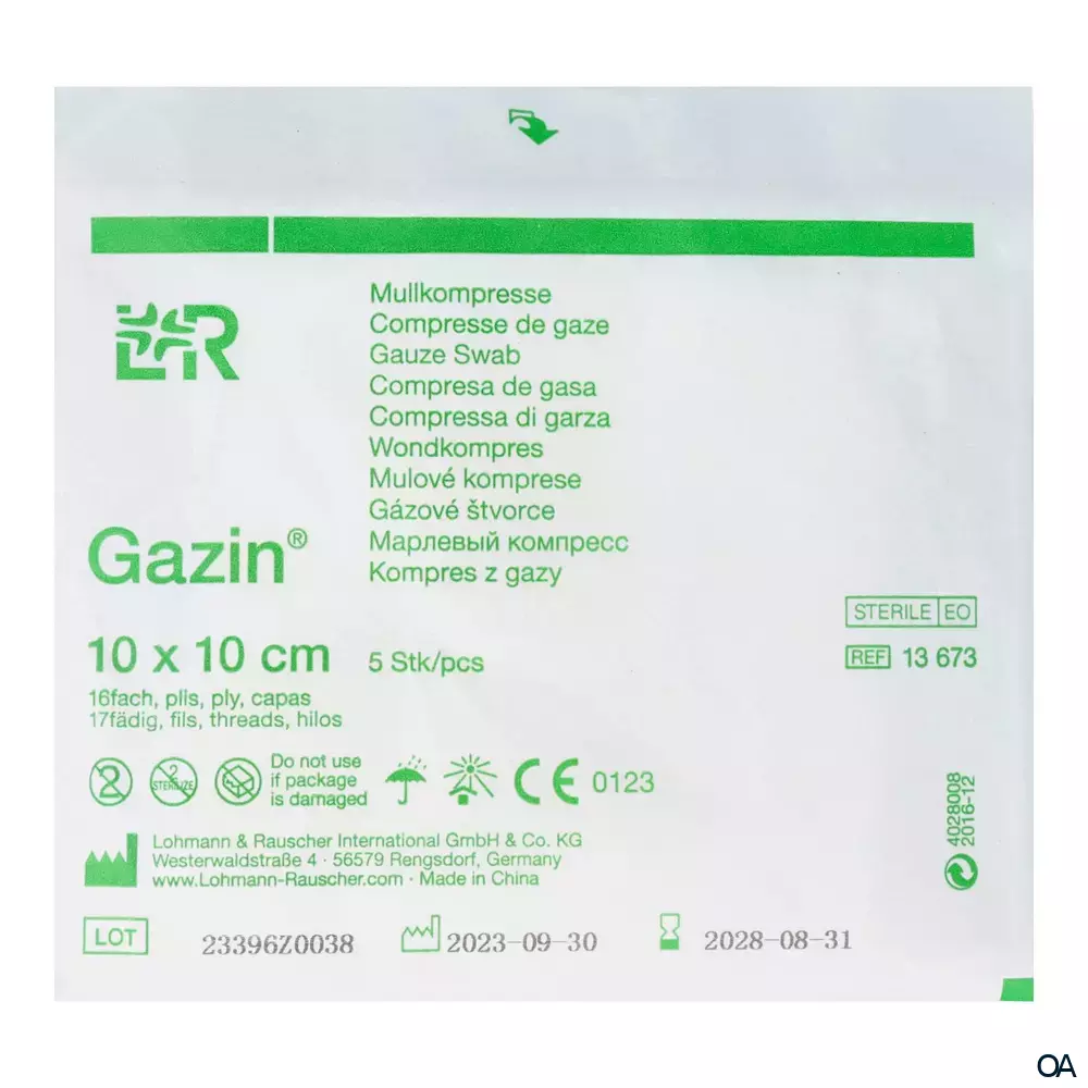 Gazin® Mullkompressen steril, 16-fach, 17-fädig, 10 x 10 cm
