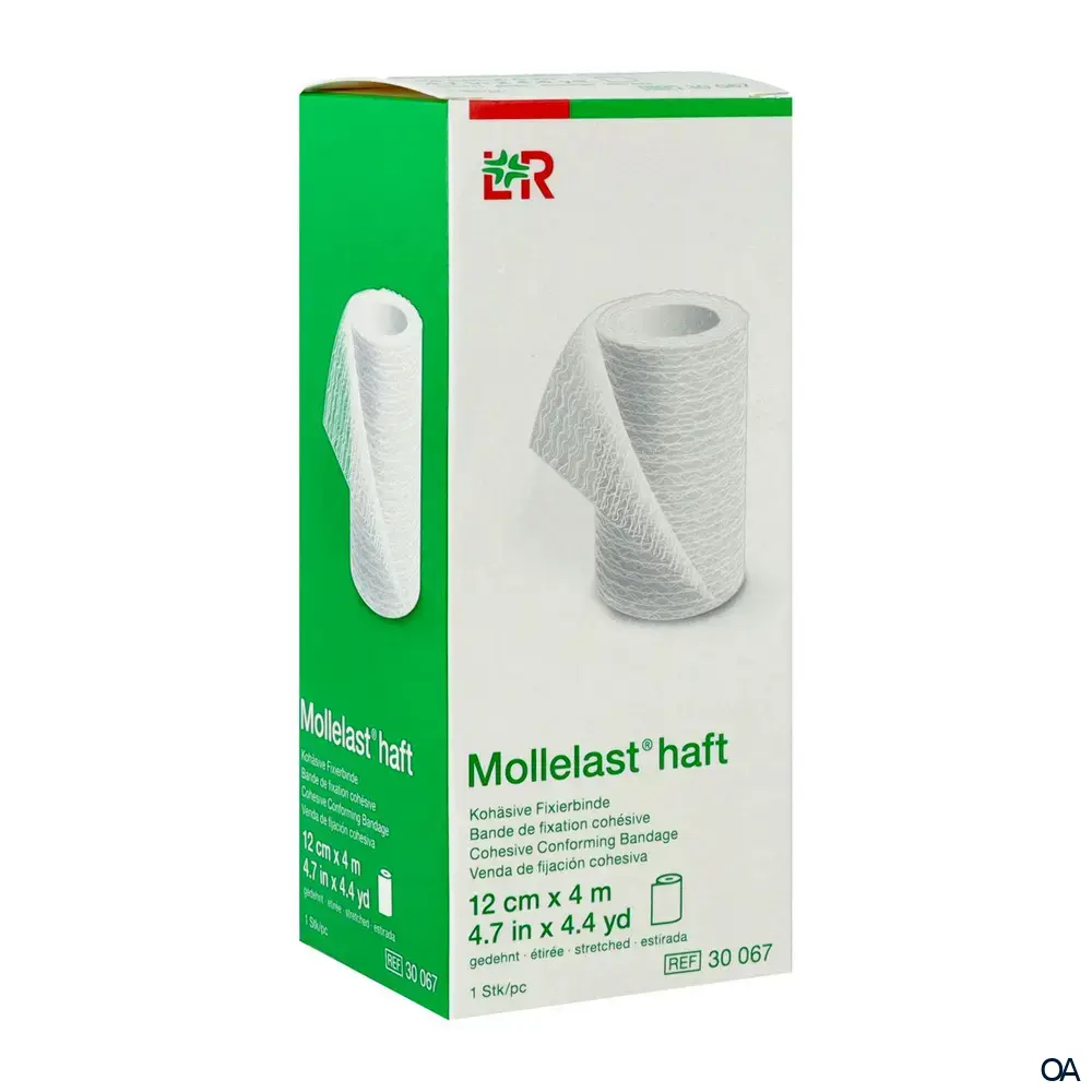 Mollelast® haft Kohäsive bielastische Fixierbinde weiß, 12 cm x 4 m
