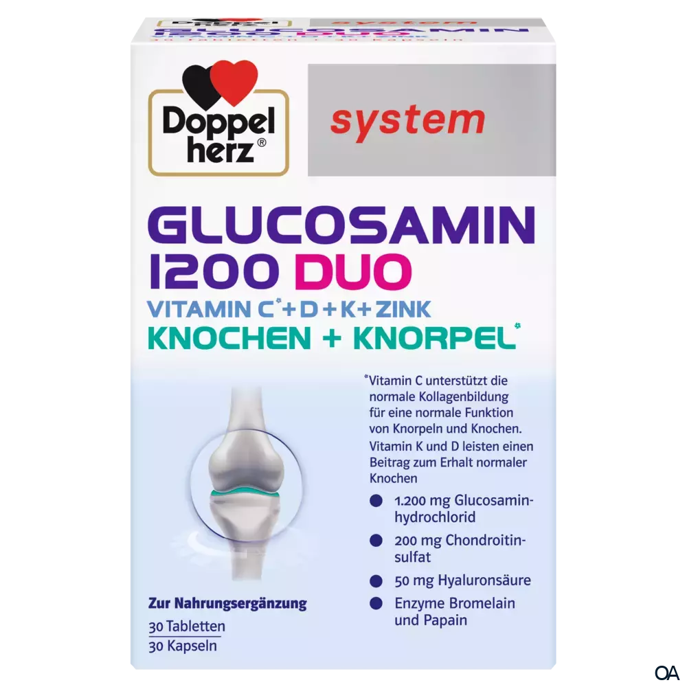 Doppelherz system GLUCOSAMIN 1200 DUO KNOCHEN + KNORPEL Tabletten & Kapseln