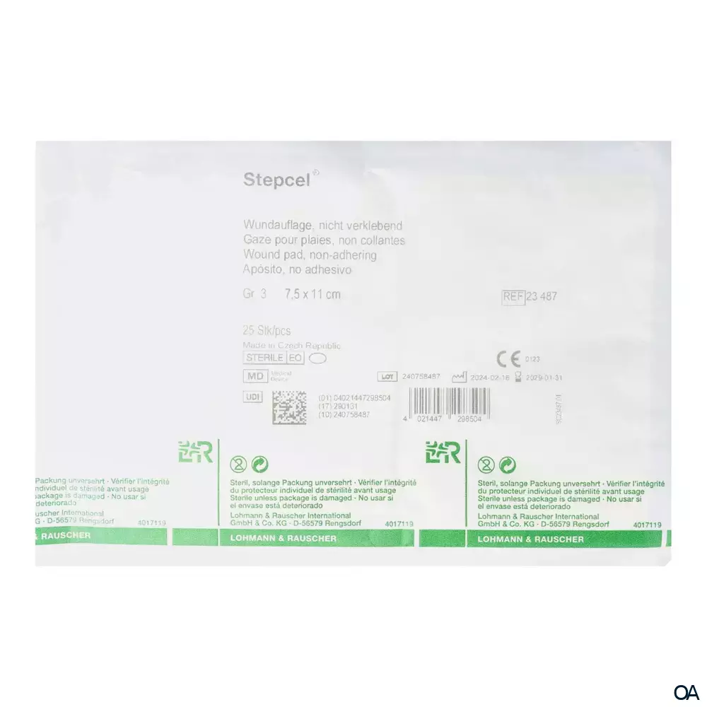 Stepcel® weiche, nicht verklebende Wundauflage steril - Größe 3 - 7,5 x 11 cm