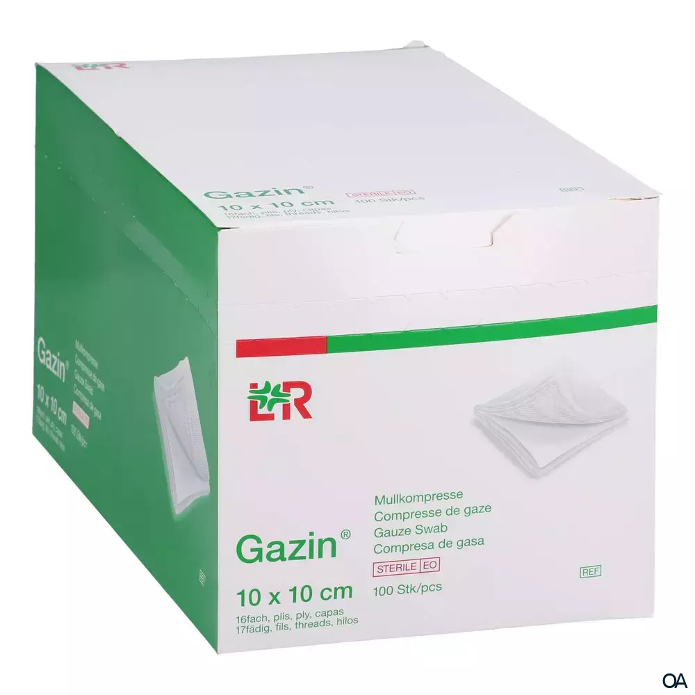 Gazin® Mullkompressen steril, 16-fach, 17-fädig, 10 x 10 cm, 20 x 5 Stück