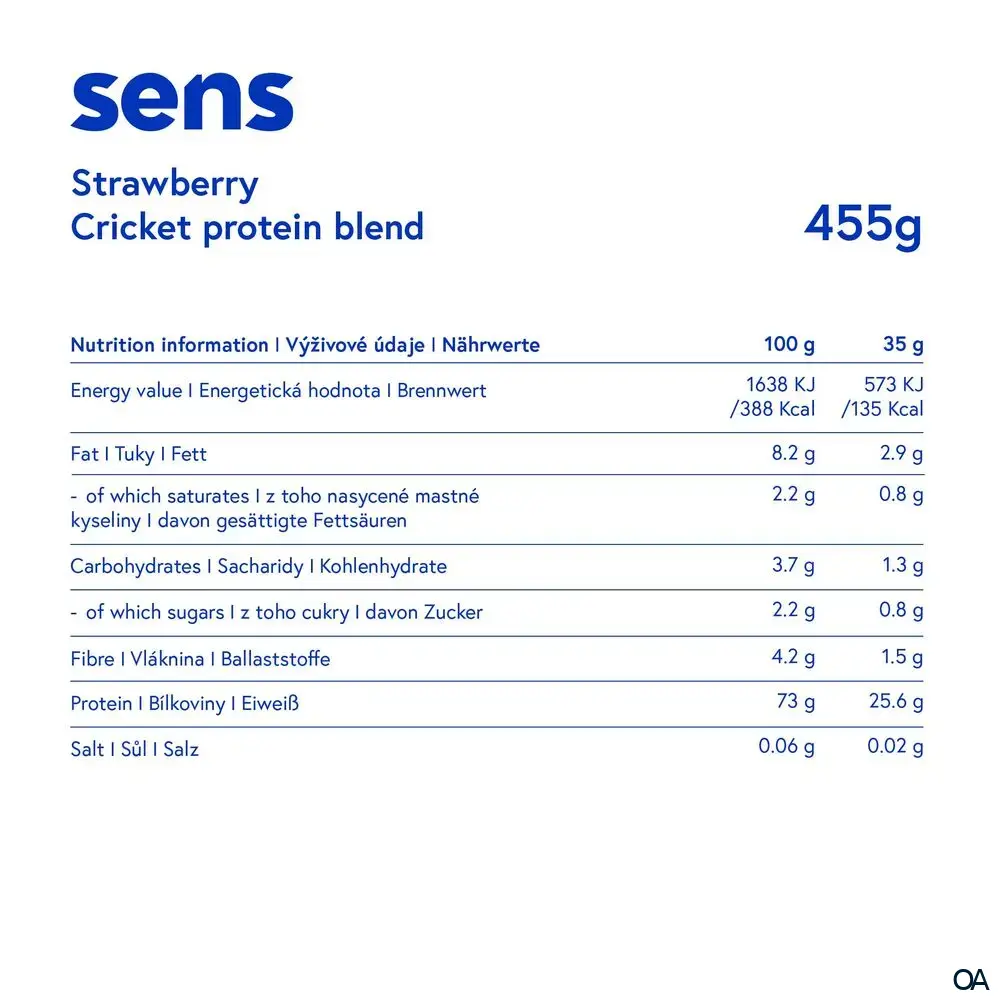 SENS Proteinshake mit Grillenmehl – Erdbeere Pulver