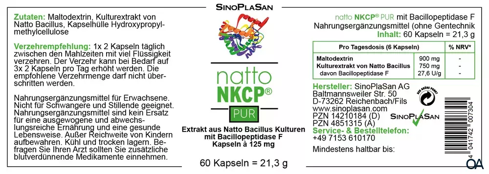 SinoPlaSan Natto NKCP PUR 125 mg Kapseln