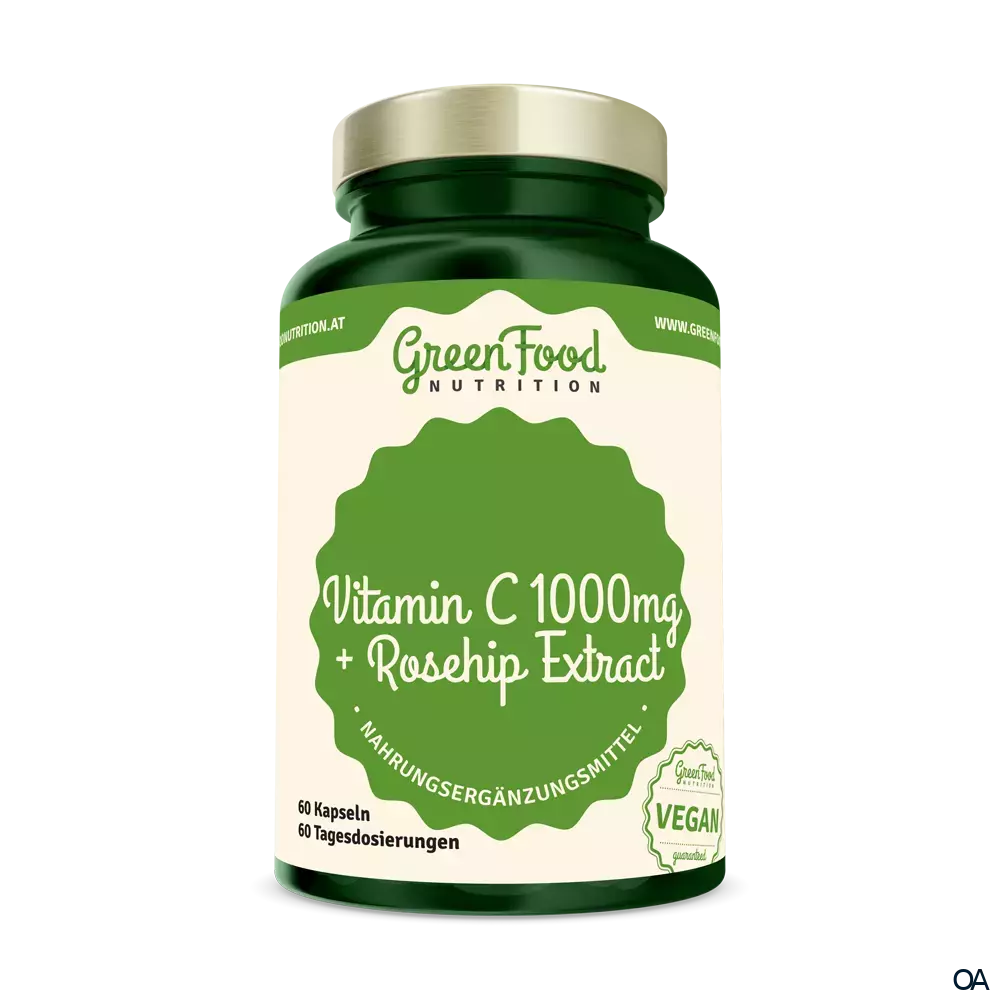 GreenFood Nutrition Vitamin C 1000 + Hagebutten Extrakt Kapseln GreenFood Nutrition Vitamin C 1000 + Hagebutten Extrakt Kapseln