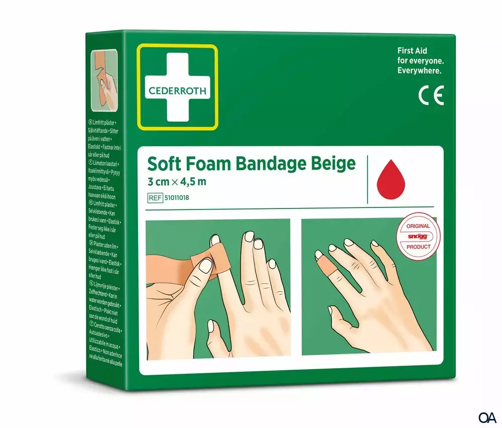 CEDERROTH Soft Foam Bandage Beige 3 cm x 4.5 m