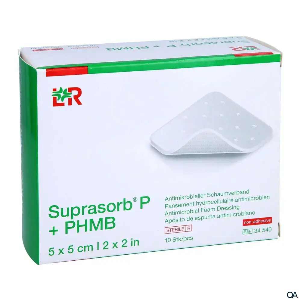 Suprasorb® P + PHMB Antimikrobieller PU Schaumverband non-adhesive, steril, 5 x 5 cm