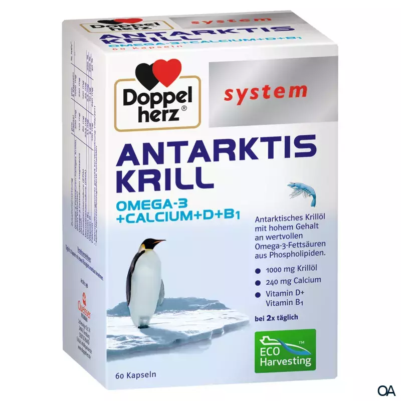 Doppelherz system ANTARKTIS KRILL Omega-3 + Calcium + D + B1 Kapseln Doppelherz system ANTARKTIS KRILL Omega-3 + Calcium + D + B1 Kapseln