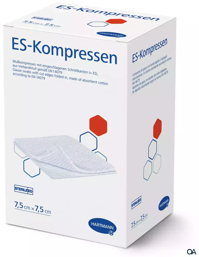 ES-Kompressen 8fach, steril eingesiegelt zu 2 Stück, 7,5 x 7,5 cm