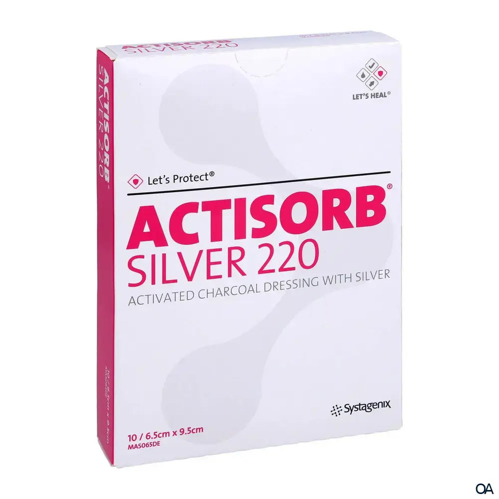 3M™ Actisorb™ Silver 220 Silber-Aktivkohleverband steril, 6,5 x 9,5 cm 3M™ Actisorb™ Silver 220 Silber-Aktivkohleverband steril, 6,5 x 9,5 cm