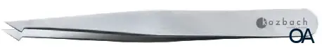 Kozbach Pharma 120R Kombi-Pinzette schräg/spitz  silbermatt, rostfrei, 10 cm