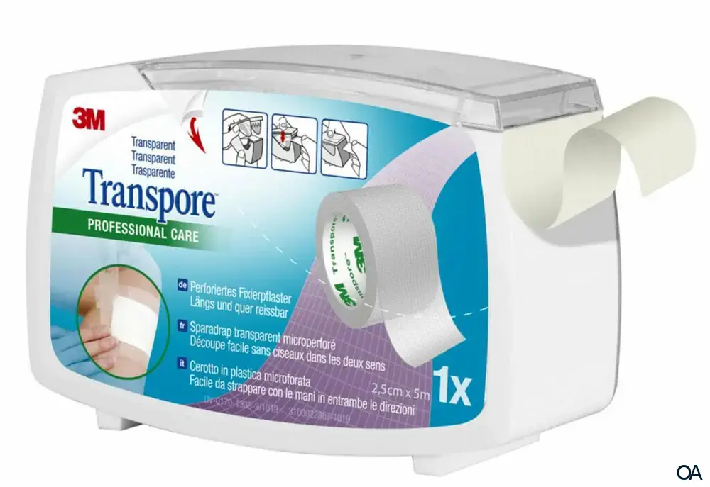 3M™ Transpore™ Fixierpflaster mit Abroller, 1527NP-1 SD, 25 mm x 5 m 3M™ Transpore™ Fixierpflaster mit Abroller, 1527NP-1 SD, 25 mm x 5 m