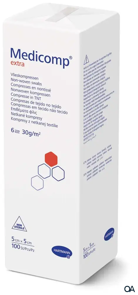 Medicomp® extra Vliesstoff Kompressen unsteril, 6-fach, 5 x 5 cm