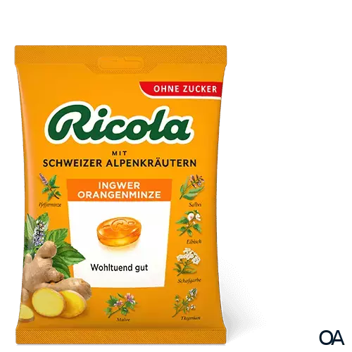 Ricola Ingwer Orangenminze Bonbons Zuckerfrei Beutel