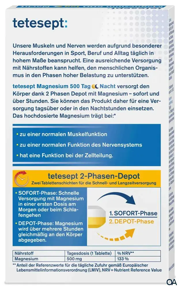tetesept Magnesium 500 Tag Nacht Tabletten