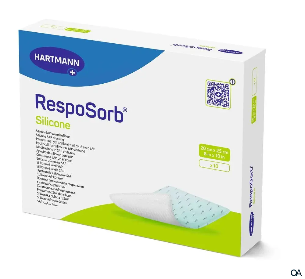 RespoSorb® Silicone superabsorbierende Saugkompresse mit Silikonwundkontaktschicht steril, 20 x 25 cm