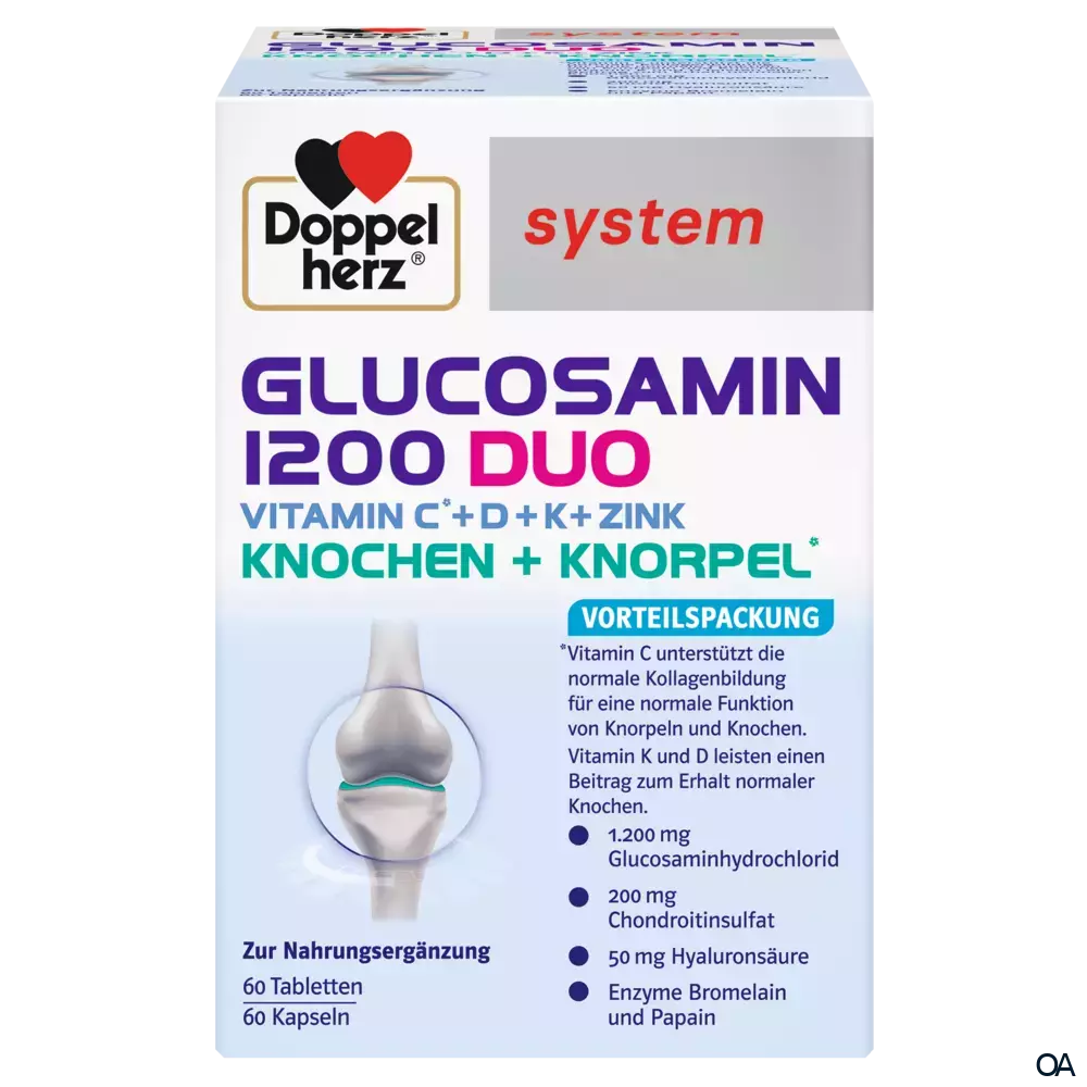 Doppelherz system GLUCOSAMIN 1200 DUO KNOCHEN + KNORPEL Tabletten & Kapseln Doppelherz system GLUCOSAMIN 1200 DUO KNOCHEN + KNORPEL Tabletten & Kapseln