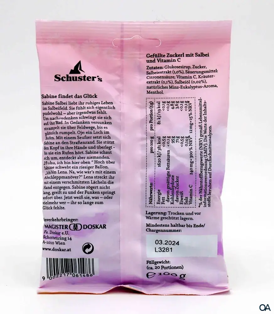 Schuster’s Salbei + Vitamin C Zuckerl gefüllt