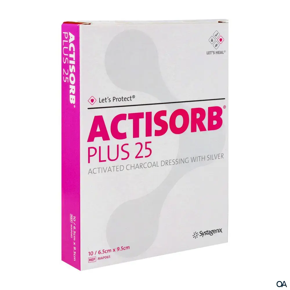 3M™ Actisorb™ Plus 25 Aktivkohlewundauflage mit Silber steril, 9,5 x 6,5 cm