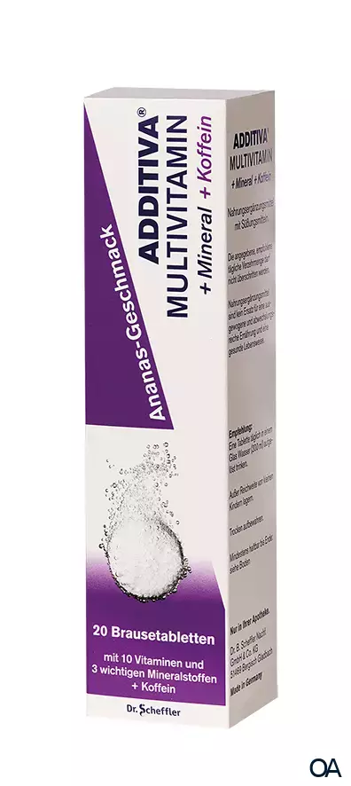 ADDITIVA® Multivitamin + Mineral + Koffein Brausetabletten - Ananas ADDITIVA® Multivitamin + Mineral + Koffein Brausetabletten - Ananas