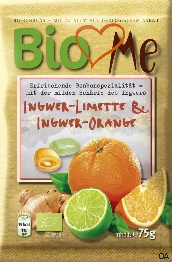 BIO loves Me Gefüllte Bio-Bonbons mit Ingwer-Limette & Ingwer-Orange Geschmack BIO loves Me Gefüllte Bio-Bonbons mit Ingwer-Limette & Ingwer-Orange Geschmack