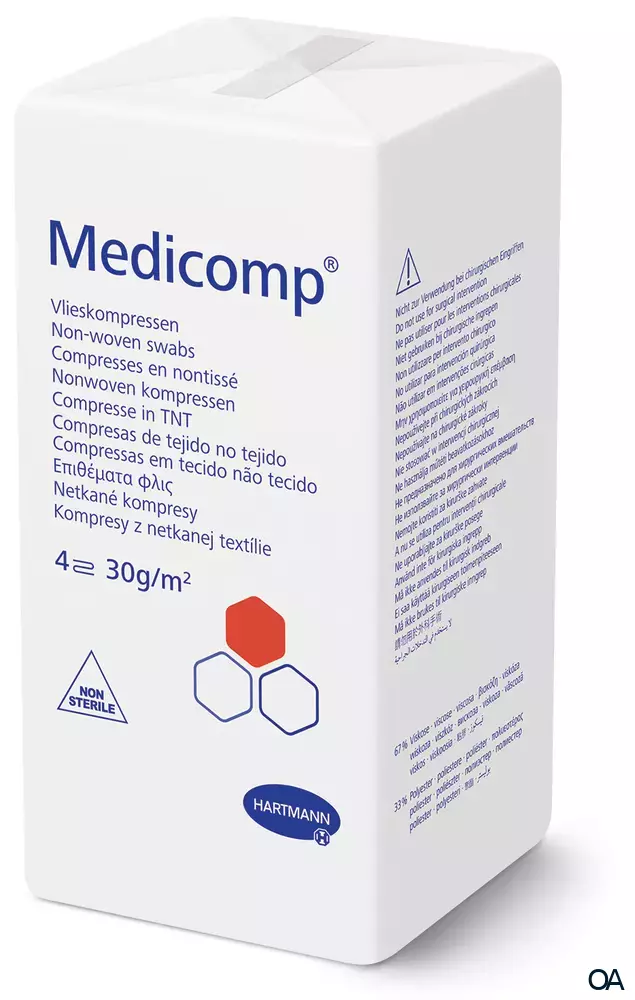 Medicomp® Vlieskompressen 4fach, unsteril, 7,5 x 7,5 cm	