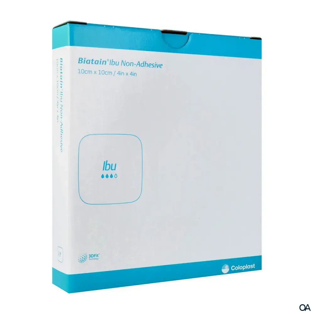 Biatain® Ibu Non-Adhesive Schaumverband mit Ibuprofen (0,5 mg/cm²) steril, 10 x 10 cm