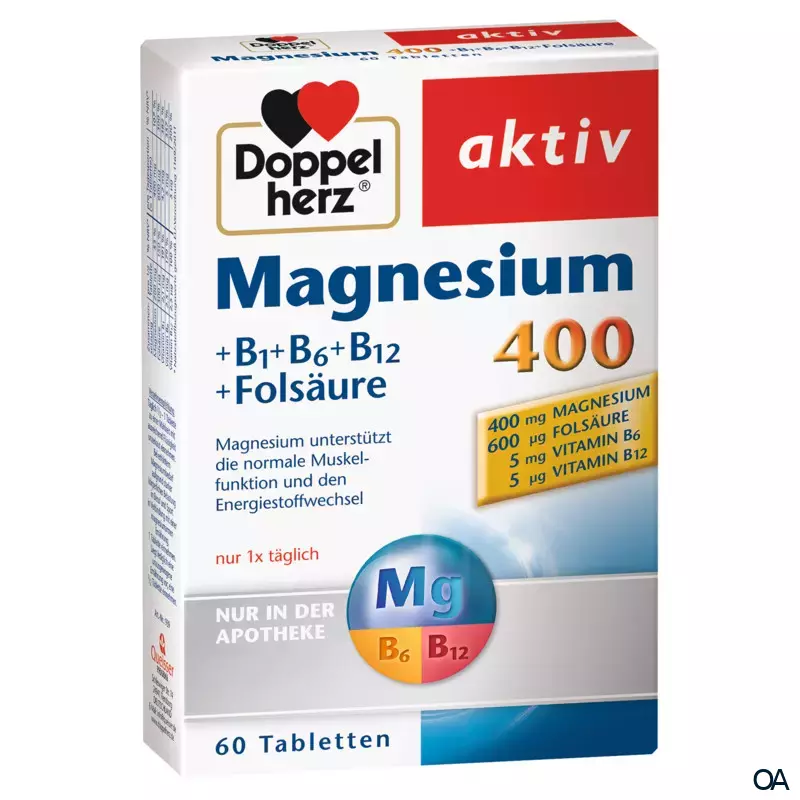 Doppelherz Magnesium 400 + B1 + B6 + B12 + Folsäure Tabletten Doppelherz Magnesium 400 + B1 + B6 + B12 + Folsäure Tabletten