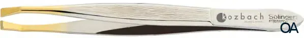 Kozbach Pharma 23 Pinzette, abgewinkelt 7,5 cm, Spitze vergoldet