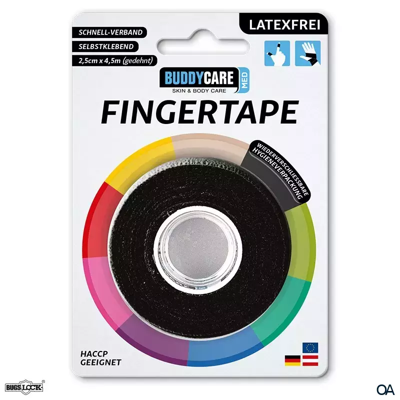 BUDDYCARE® MED Fingertape Schwarz 2,5 cm x 4,5 m