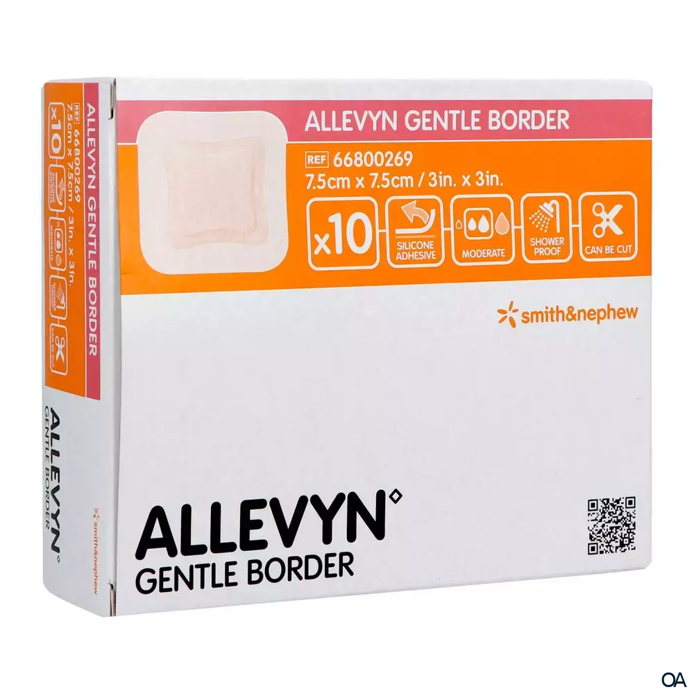 ALLEVYN GENTLE BORDER haftender Wundverband steril, 7,5 x 7,5 cm ALLEVYN GENTLE BORDER haftender Wundverband steril, 7,5 x 7,5 cm