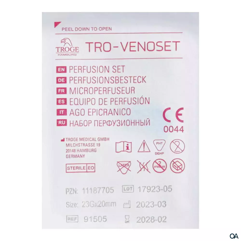 TRO-VENOSET Perfusionsbesteck blau, 23G, 0,63 x 20 mm
