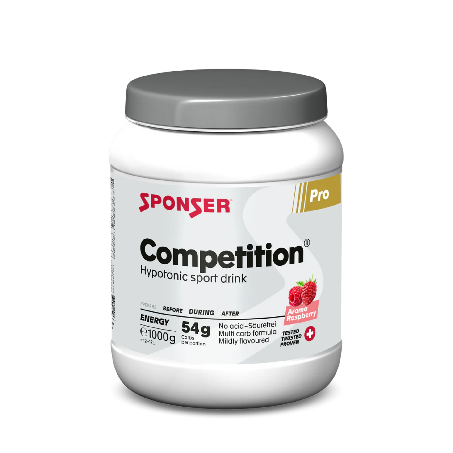 SPONSER® Competition - Hypotonisches Kohlenhydrat-Getränkepulver - Himbeere