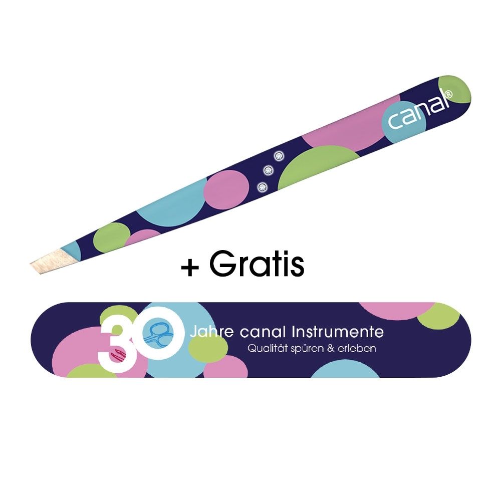 CANAL® HAARPINZETTE SCHRÄG "30Jahre" ROSTFREI 9CM 2072-02 + GRATIS Feile  CANAL® HAARPINZETTE SCHRÄG "30Jahre" ROSTFREI 9CM 2072-02 + GRATIS Feile