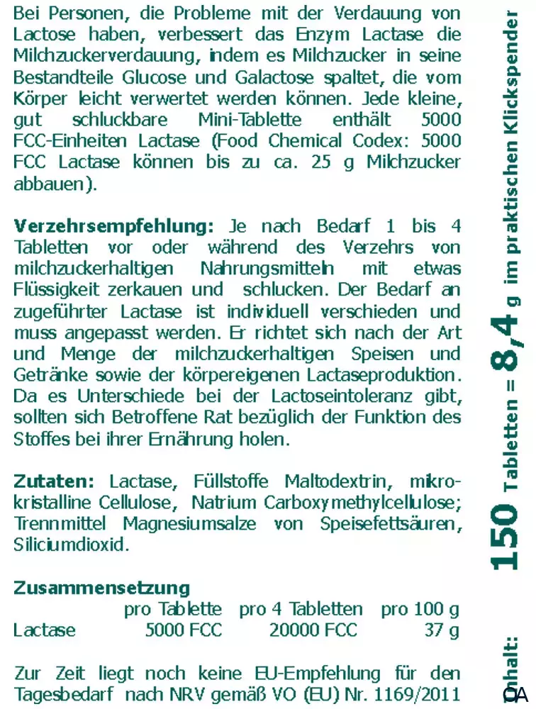 The Nutri Store Lactase 5.000 FCC Mini Tabletten Dosierspender