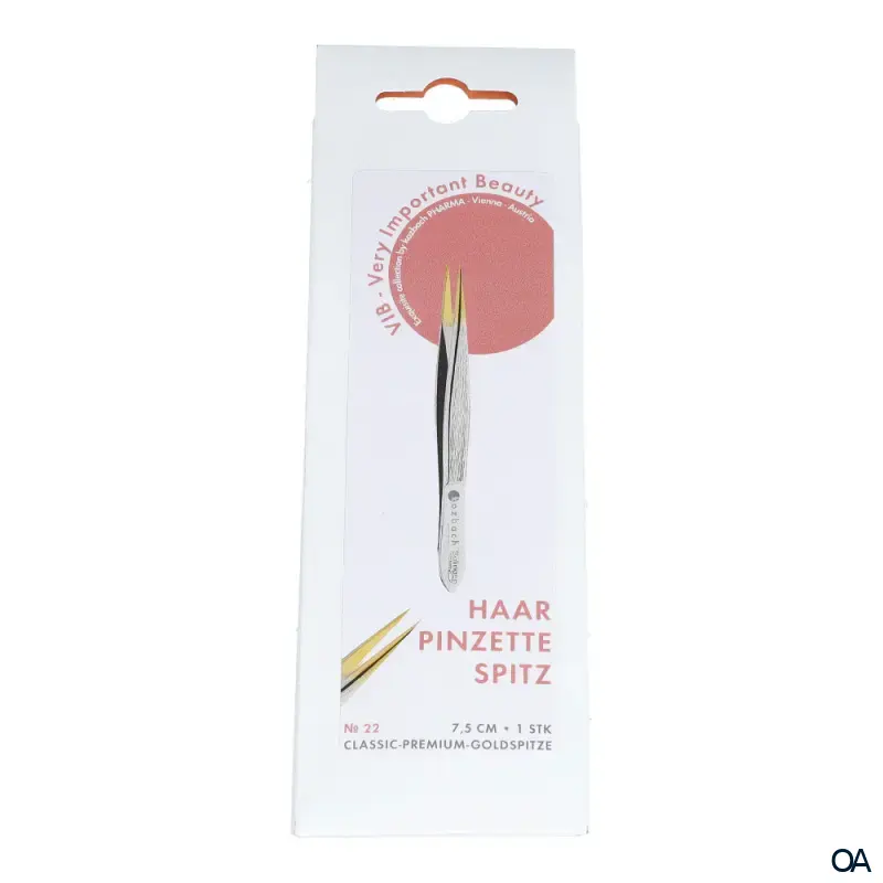 Kozbach Pharma 22 Pinzette, spitz 7,5 cm, Spitze vergoldet