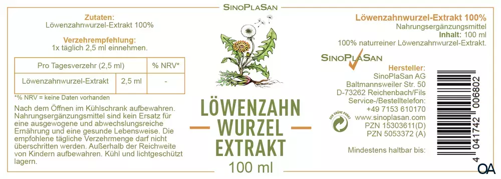 SinoPlaSan Löwenzahnwurzel-Extrakt flüssig