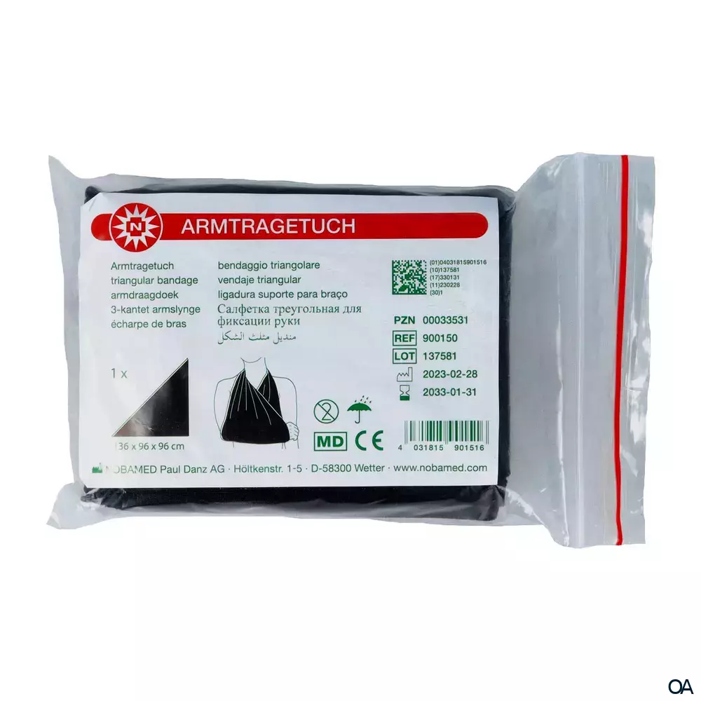 Nobamed Armtragetuch schwarz, 96 x 96 x 136 cm