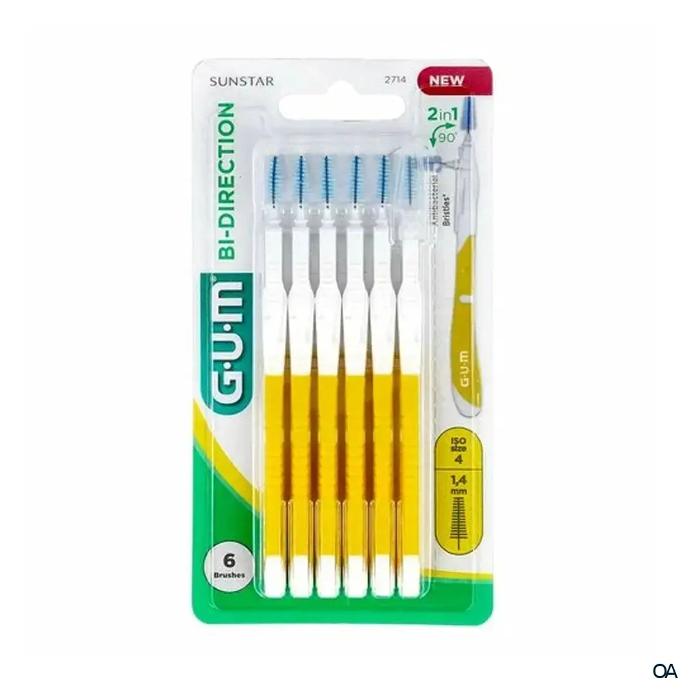 GUM® BI-DIRECTION Interdentalbürsten Tanne - ISO 4 - Ø 1,4 mm - Gelb