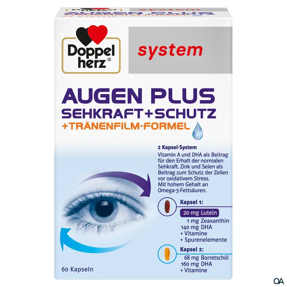 Doppelherz system AUGEN PLUS SEHKRAFT + SCHUTZ + Tränenfilm-Formel Kapseln