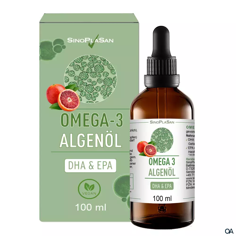 SinoPlaSan Omega 3 Algenöl DHA+EPA Blutorange Tropfen SinoPlaSan Omega 3 Algenöl DHA+EPA Blutorange Tropfen
