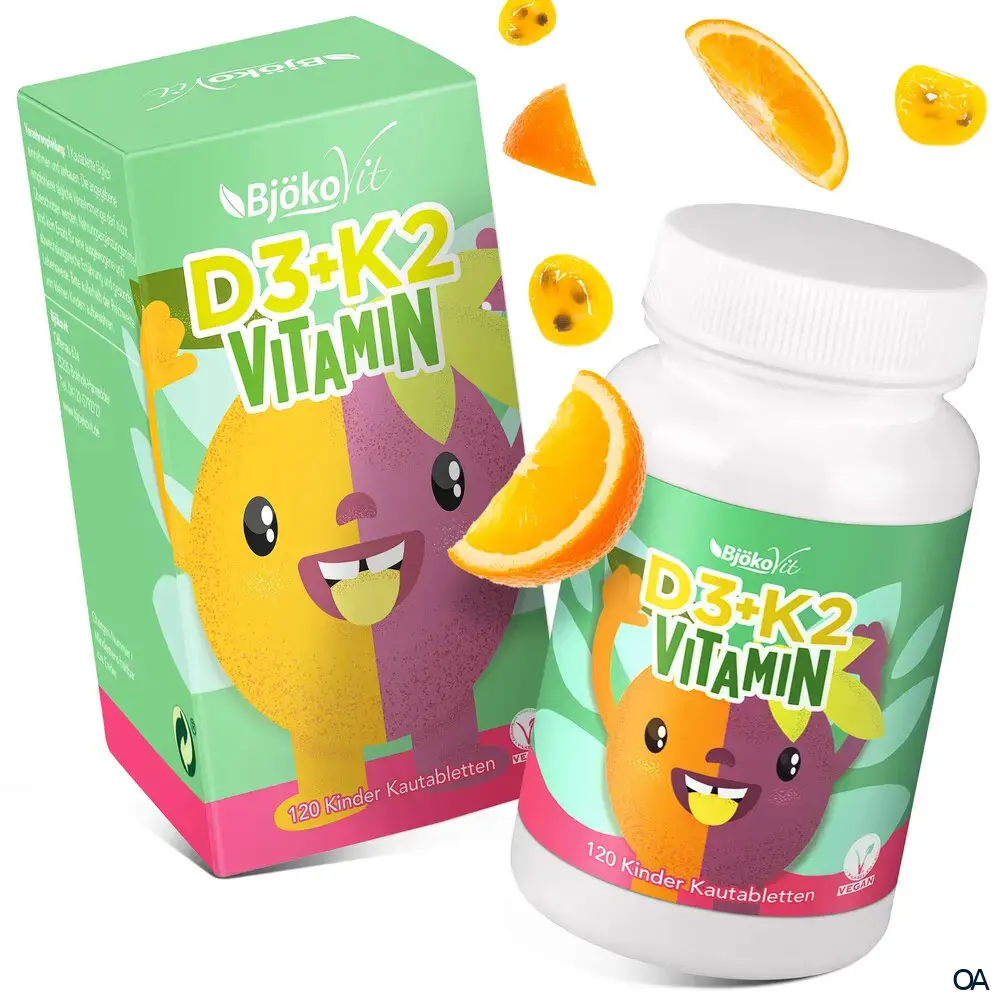 BjökoVit Vitamin D3 + K2 Kautabletten für Kinder BjökoVit Vitamin D3 + K2 Kautabletten für Kinder