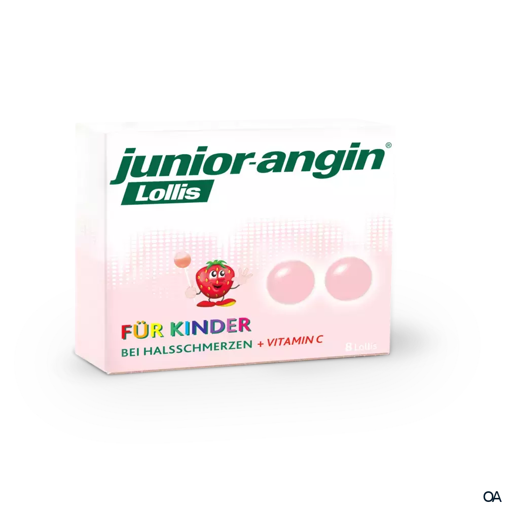 junior-angin® Lollis für Kinder mit Erdbeergeschmack