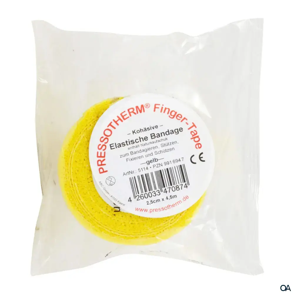 Pressotherm® Finger-Tape Kohäsive Elastische Bandage, 2,5 cm x 4,5 m - Gelb